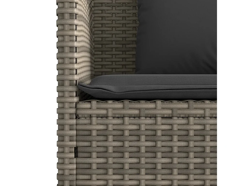 Banc de jardin avec coussins gris résine tressée