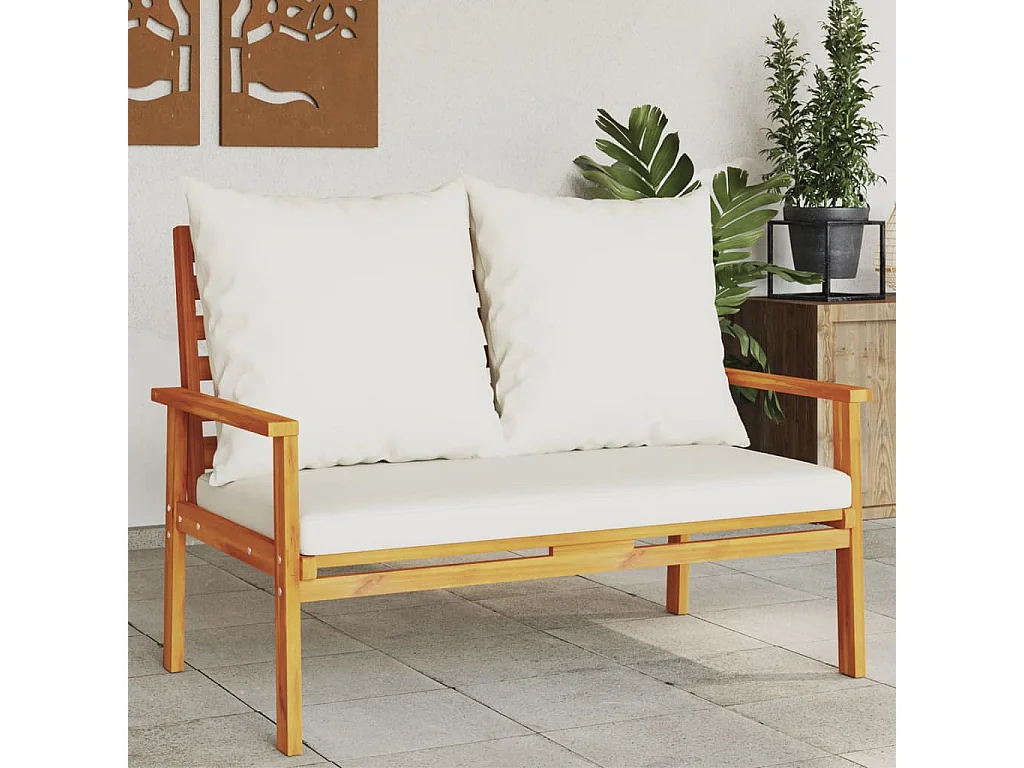 Canapé de jardin 120cm avec coussin bois d'acacia massif