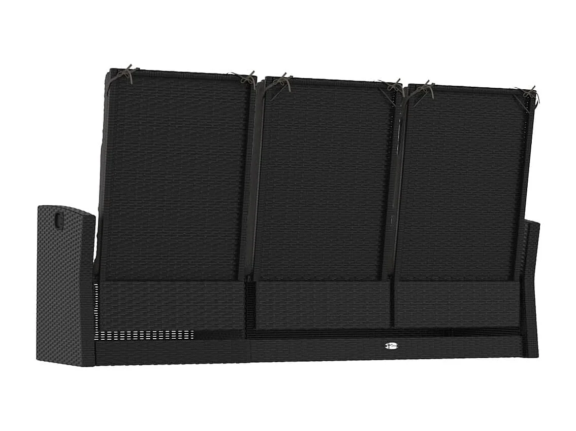 Banc de jardin inclinable et coussins noir 173cm résine tressée
