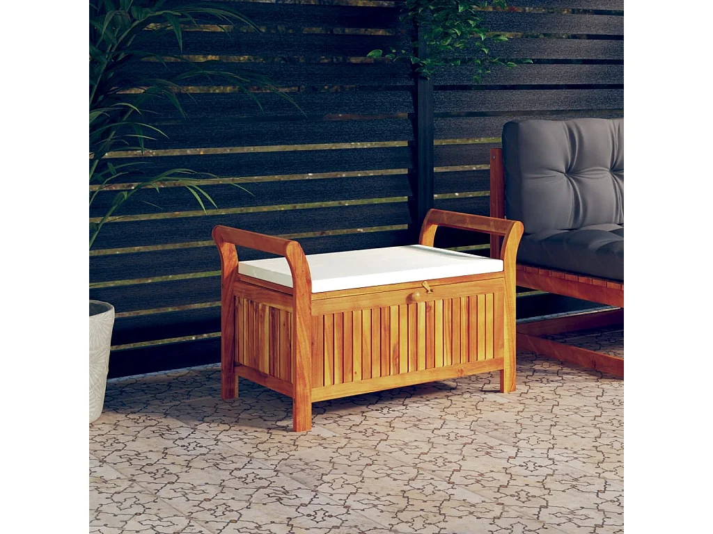 Banc de rangement de jardin avec coussin 91cm Bois d'acacia