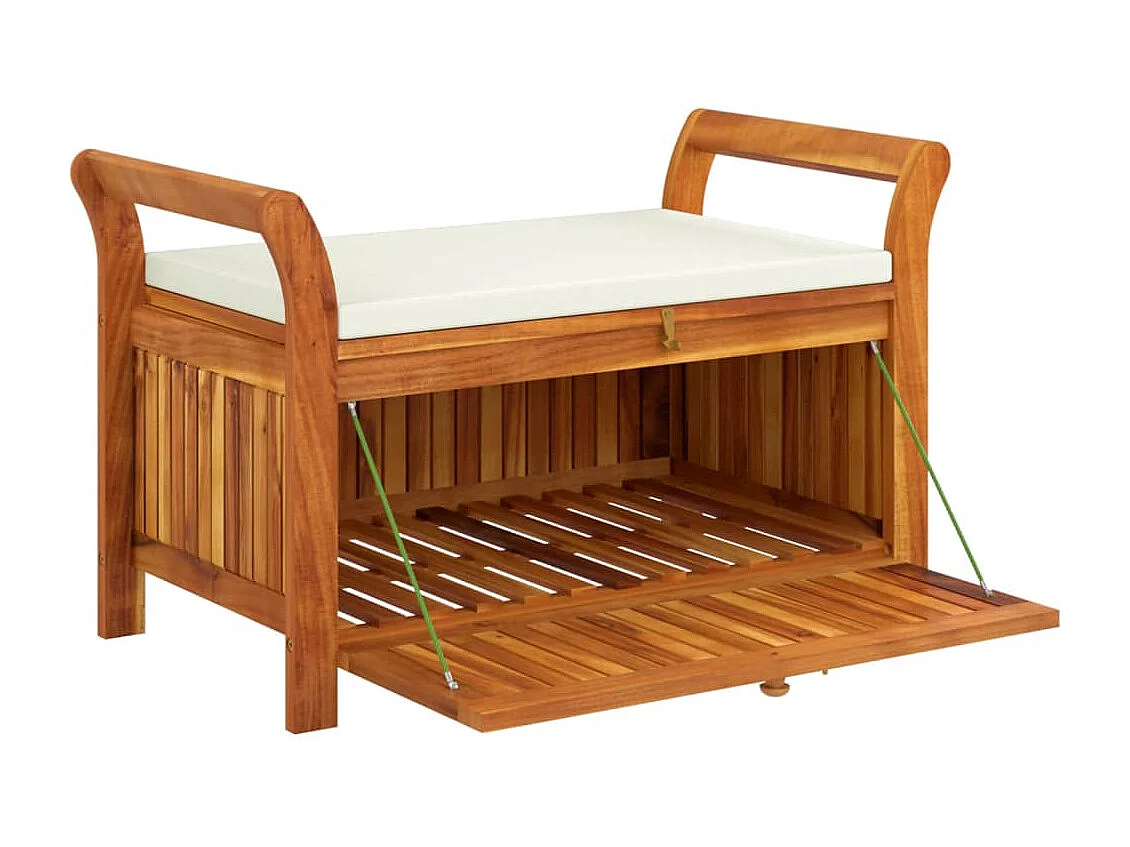 Banc de rangement de jardin avec coussin 91cm Bois d'acacia