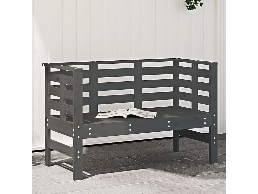 Banc de jardin gris 111,5x53x71 bois massif de pin