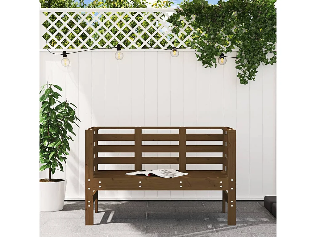 Banc de jardin marron miel 111,5x53x71 bois massif de pin