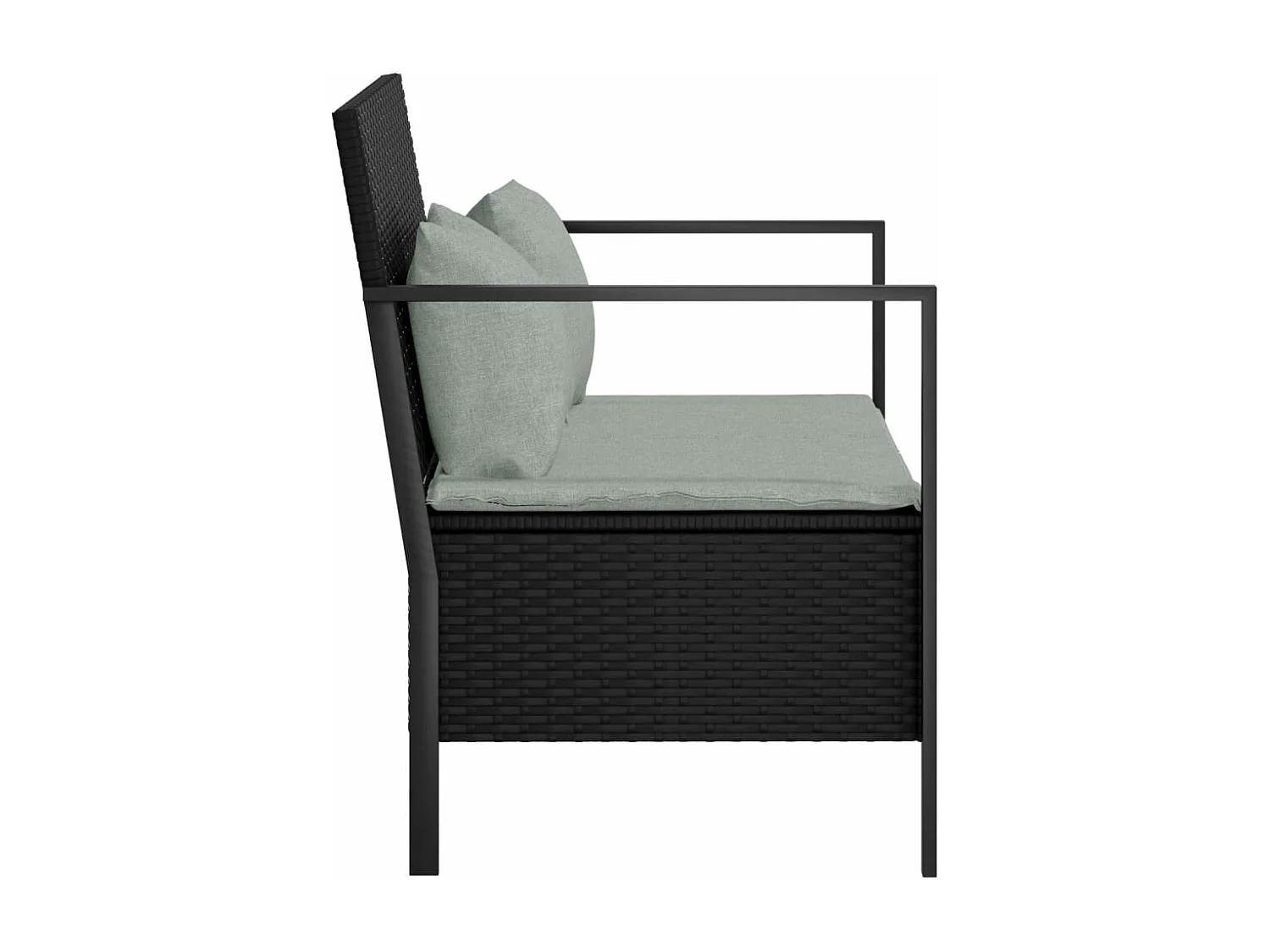 Banc de Jardin à 2 Places avec Coussins Noir Résine Tressée