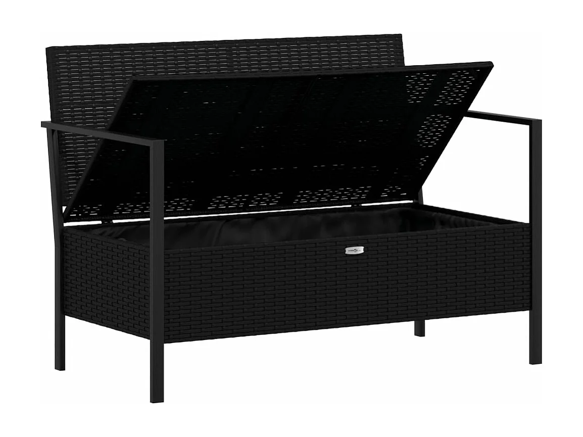 Banc de Jardin à 2 Places avec Coussins Noir Résine Tressée