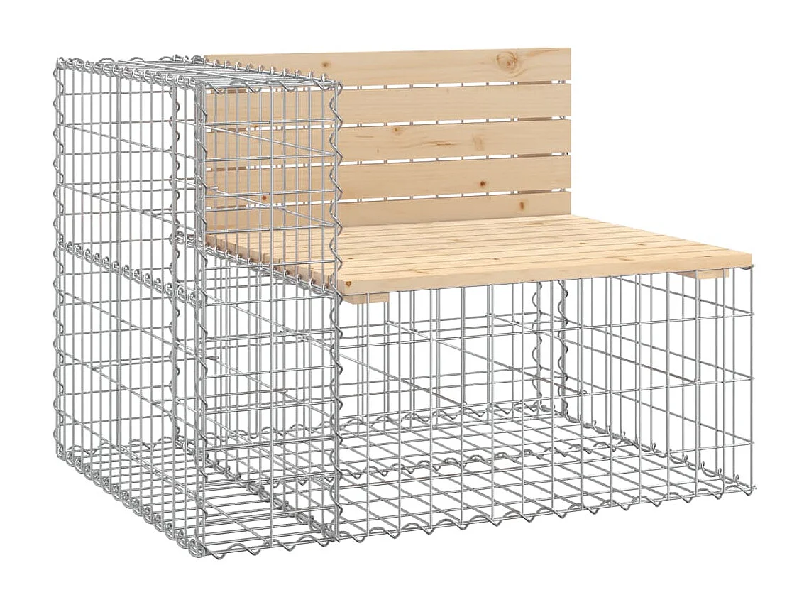 vidaXL Banco de jardín diseño gaviones madera maciza pino 92x71x65,5cm Marrón