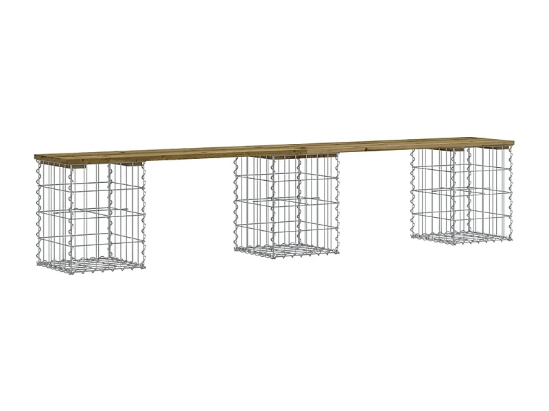 Banc de jardin design gabion 203x31x42 bois de pin imprégné