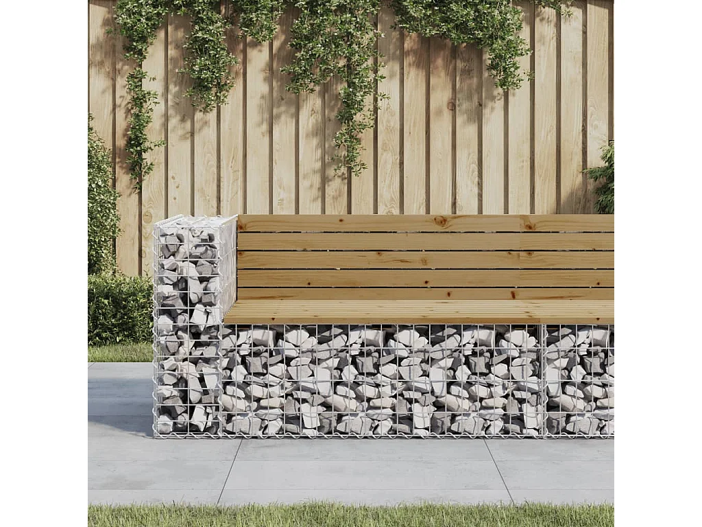 Banc de jardin design gabion 122x71x65,5 bois de pin imprégné