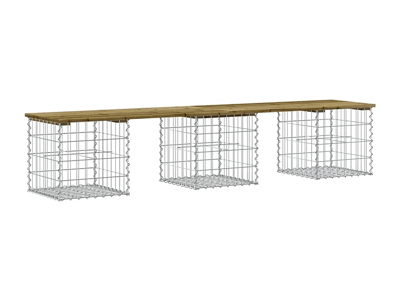 Banc de jardin design gabion 203x44x42 bois de pin imprégné