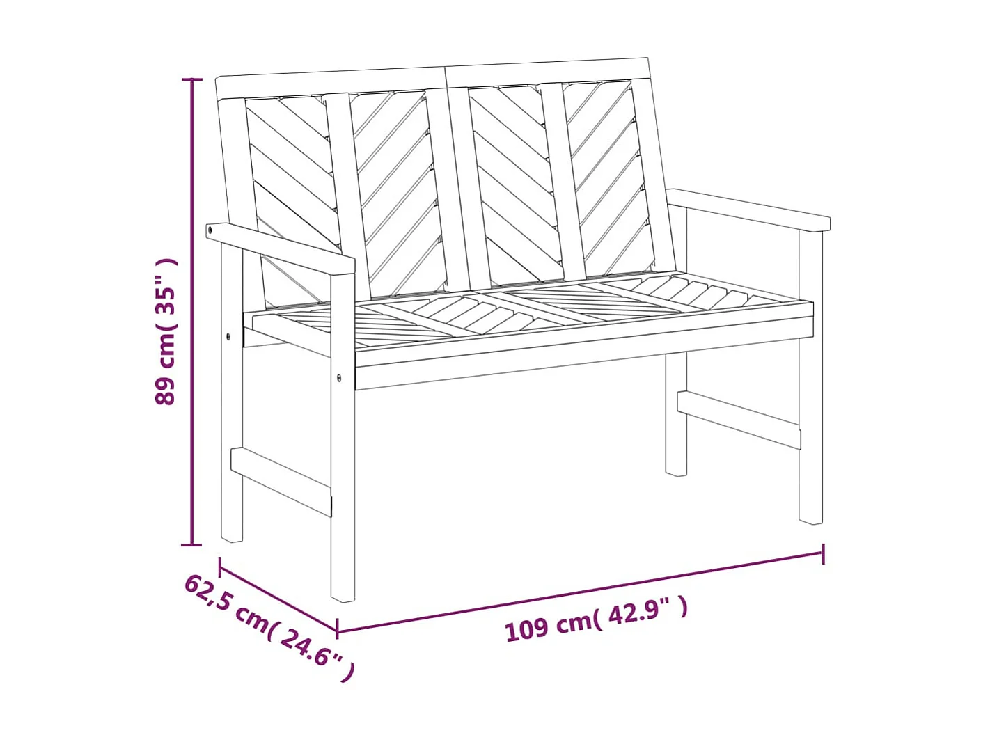Ensemble de salon de jardin 2 pcs bois d'acacia solide