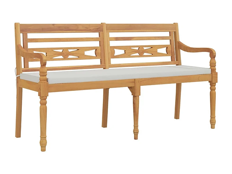 Banc Batavia avec coussin 150cm Bois de teck massif