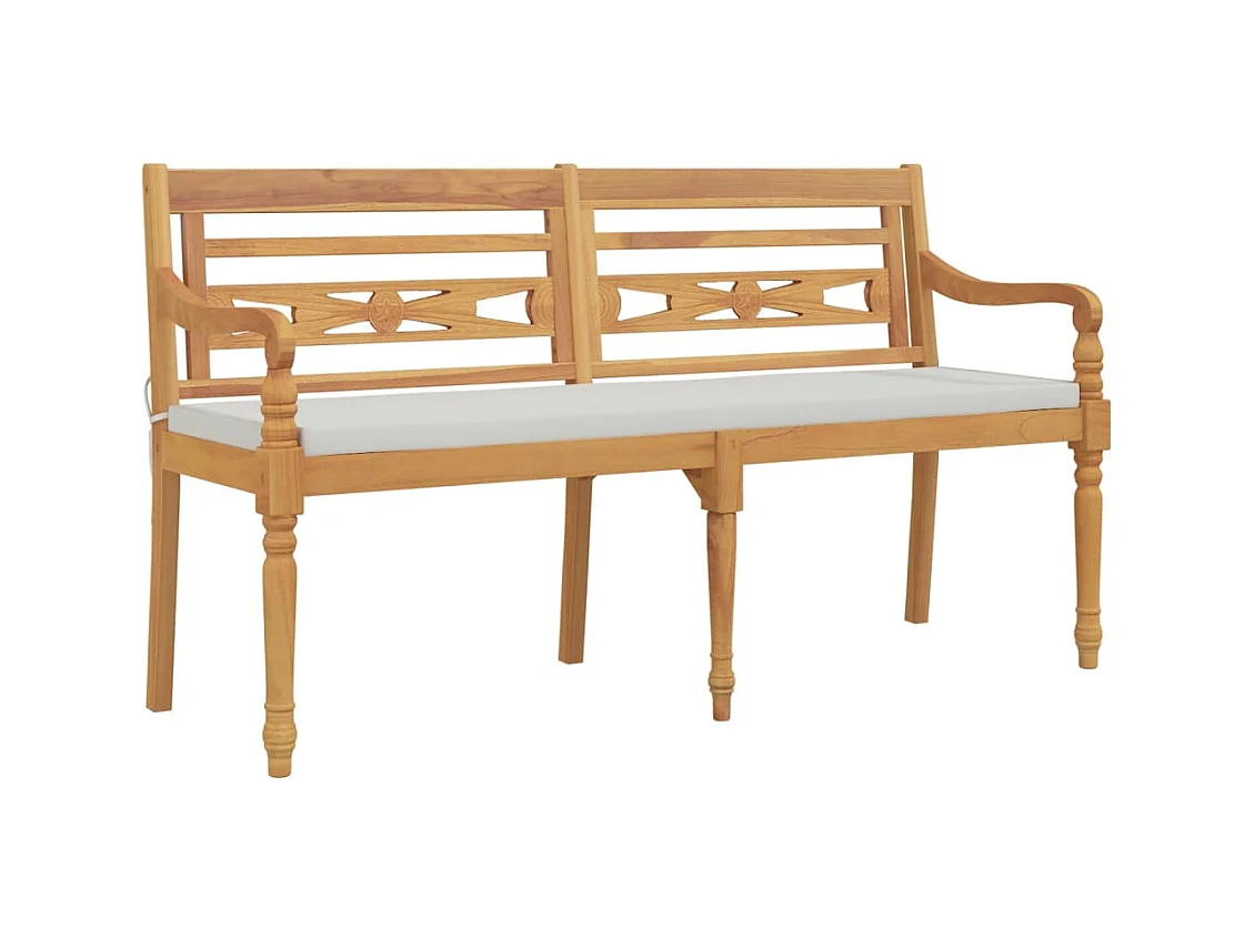 Banc Batavia avec coussin 150cm Bois de teck massif