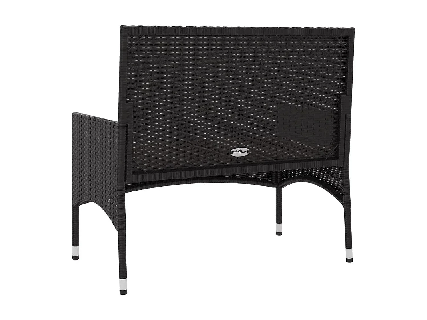 Banc de Jardin à 2 Places avec Coussins Noir Résine Tressée