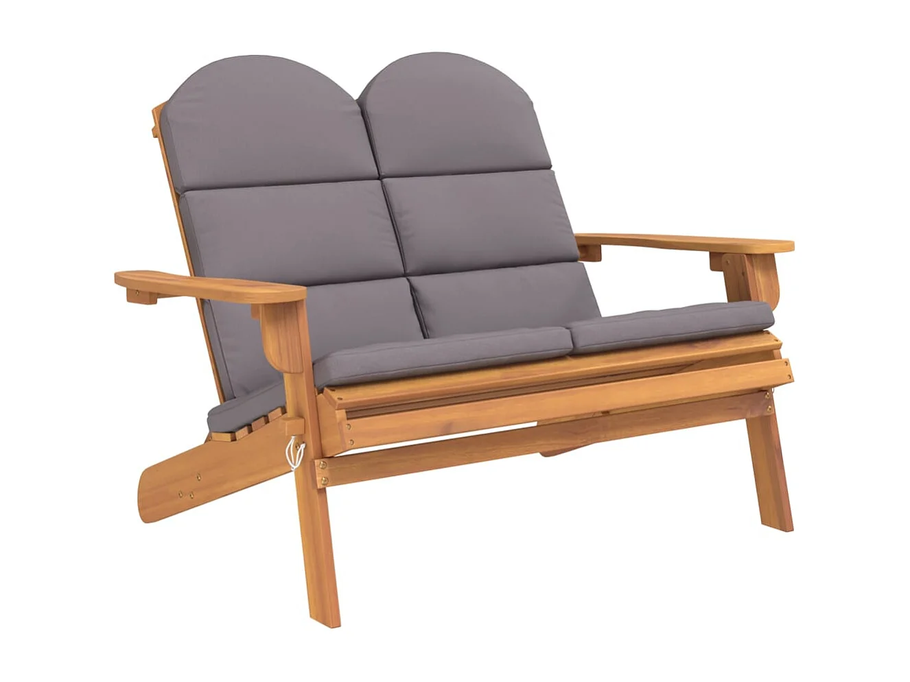 Banc de jardin Adirondack et coussins 126cm bois massif acacia