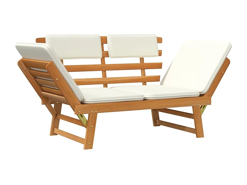 Banc de jardin avec coussins 2-en-1 190cm Bois d'acacia massif