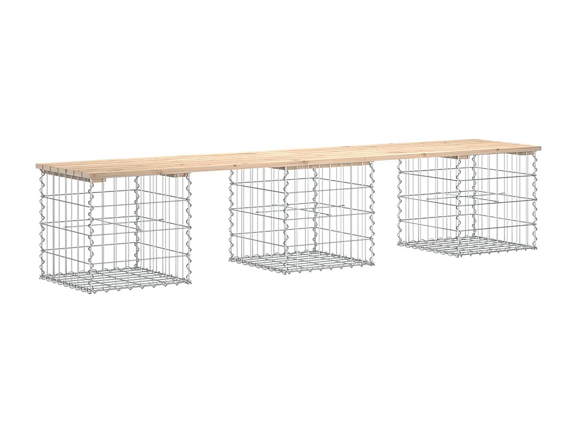 Banc de jardin design de gabion 203x44x42 bois massif de pin