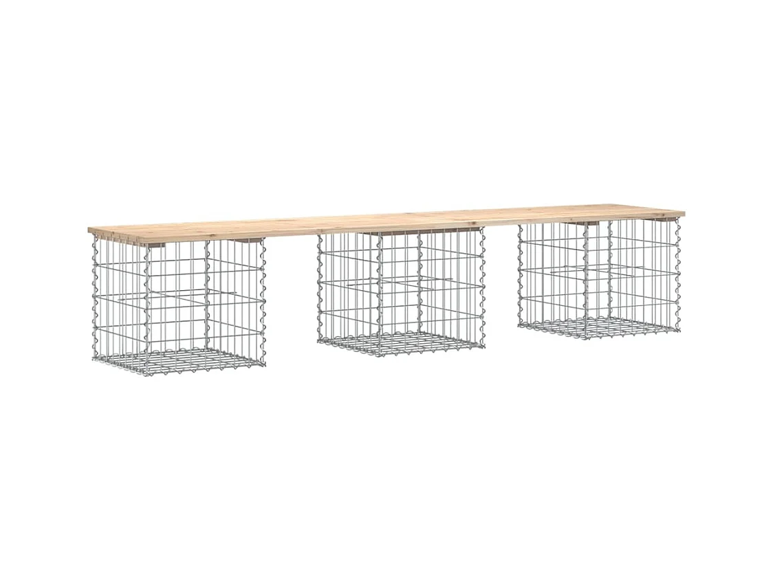 Banc de jardin design de gabion 203x44x42 bois massif de pin
