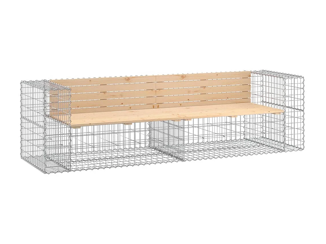 Banc de jardin design gabion 244x71x65,5 bois massif de pin