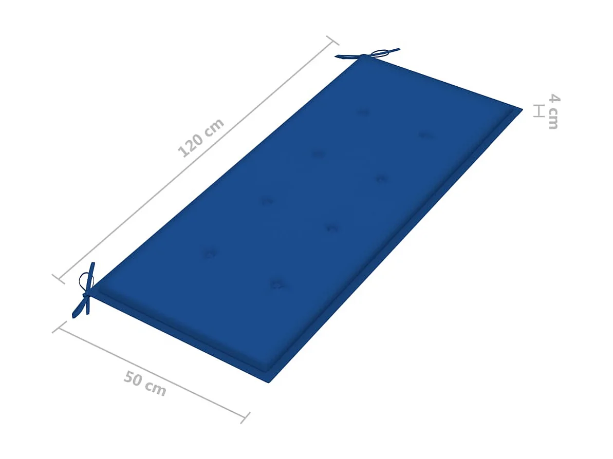 Banc Batavia avec coussin bleu royal 120cm Bois de teck massif