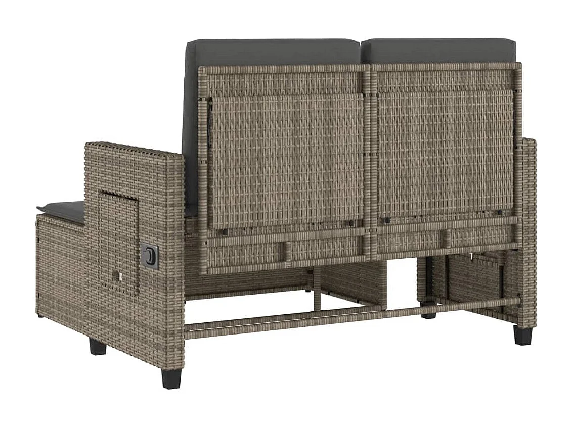 Banc inclinable de jardin avec coussins gris résine tressée