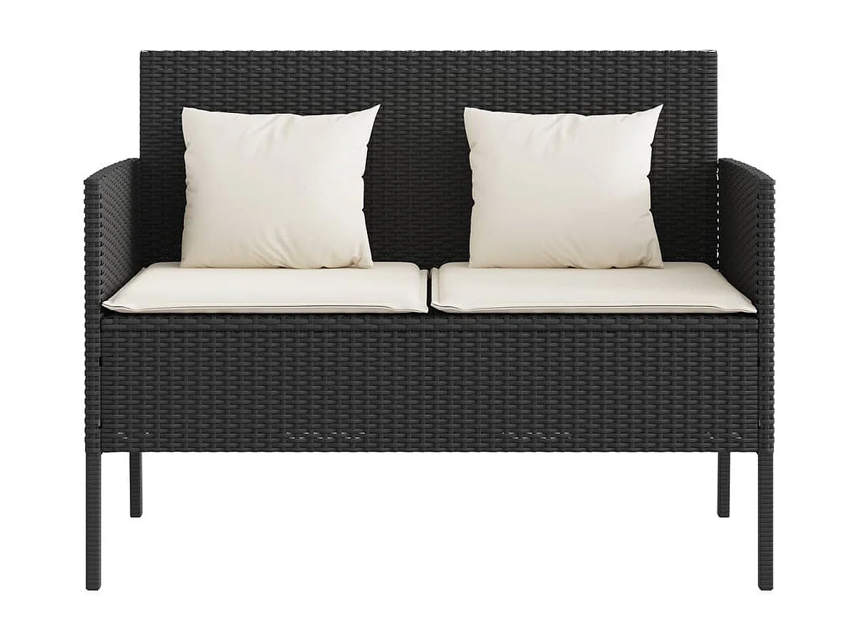 Banc de jardin avec coussins noir résine tressée