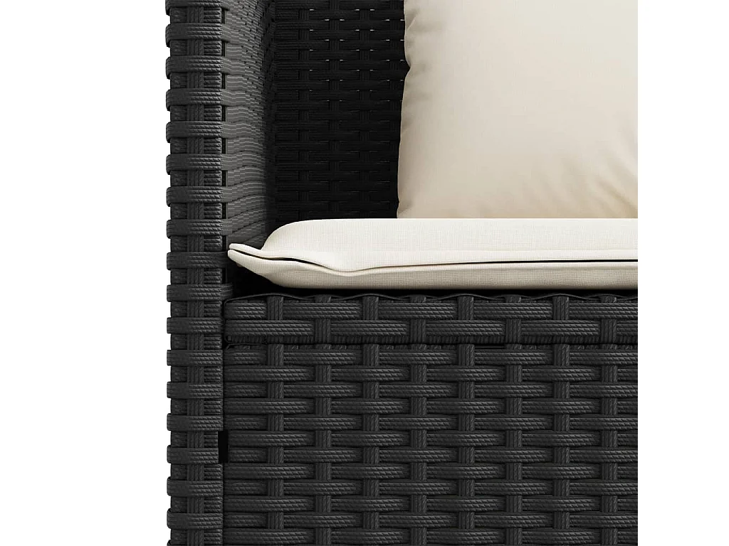 Banc de jardin avec coussins noir résine tressée