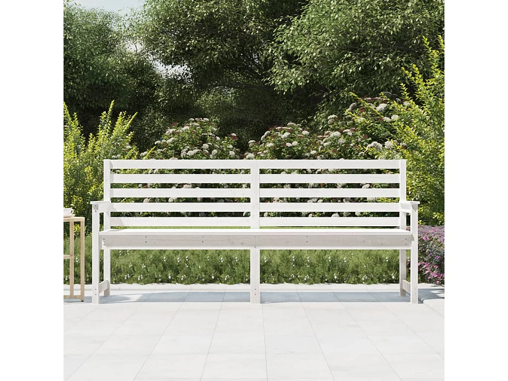 Banc de jardin blanc 203,5x48x91,5 bois massif de pin