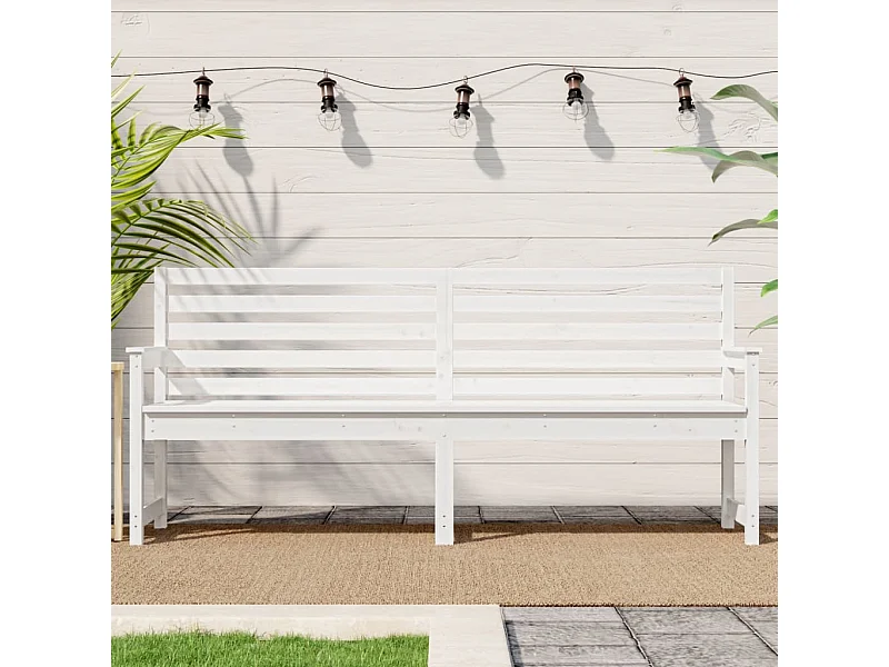 Banc de jardin blanc 203,5x48x91,5 bois massif de pin