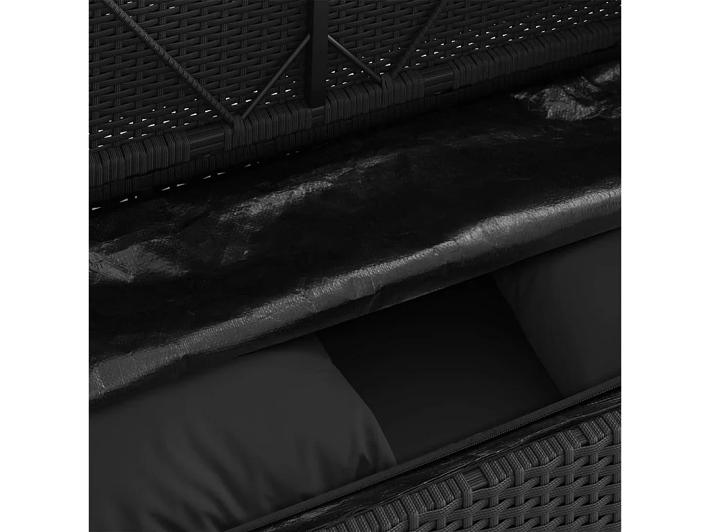 Banc de jardin avec coussins noir résine tressée