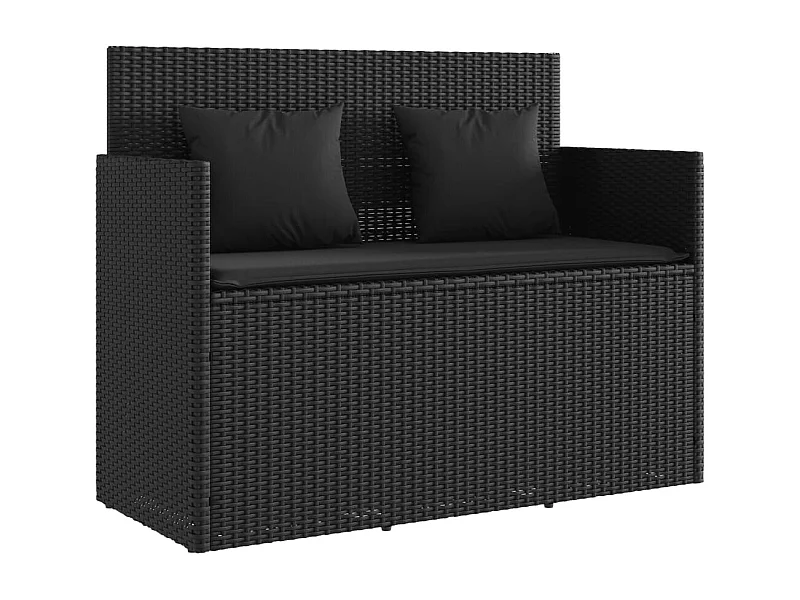 Banc de jardin avec coussins noir résine tressée