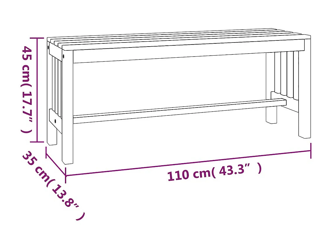 Banc de jardin 110cm bois massif d'eucalyptus
