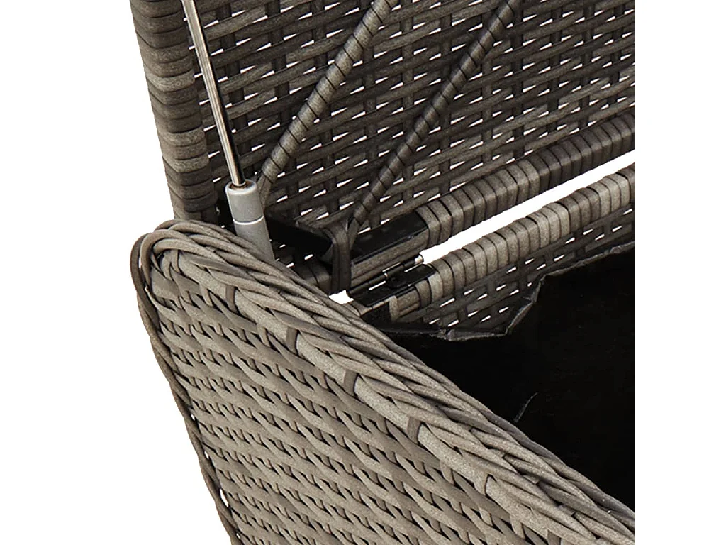 Banc de rangement avec coussin gris 115x51x52 résine tressée