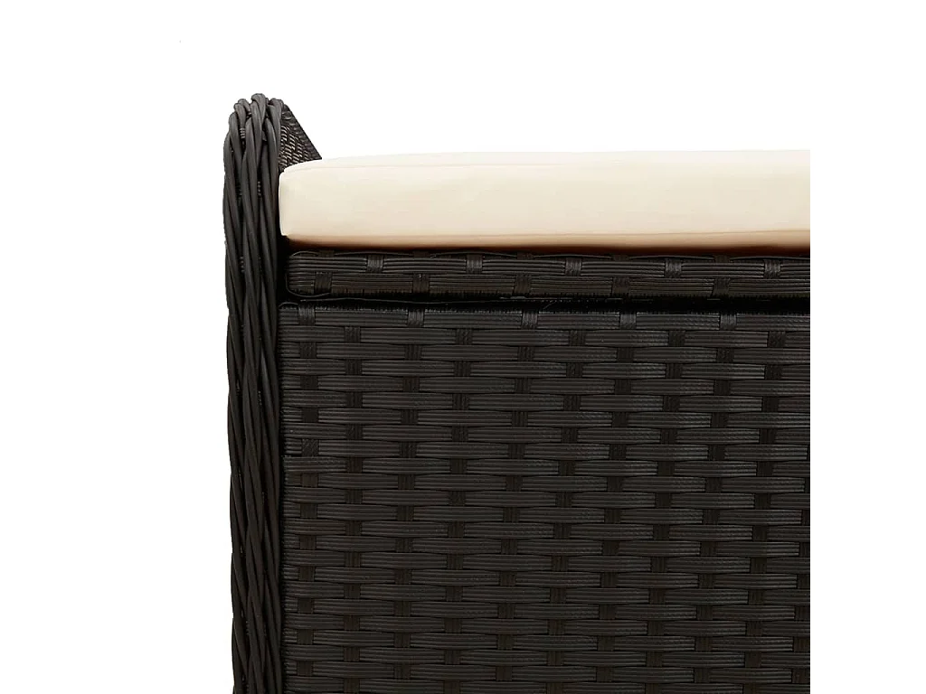 Banc de rangement avec coussin noir 80x51x52 résine tressée