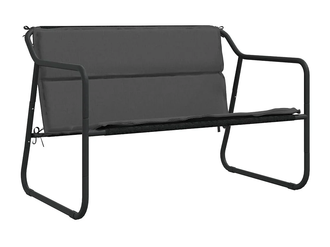 Banc de jardin à 2 places avec coussin anthracite acier