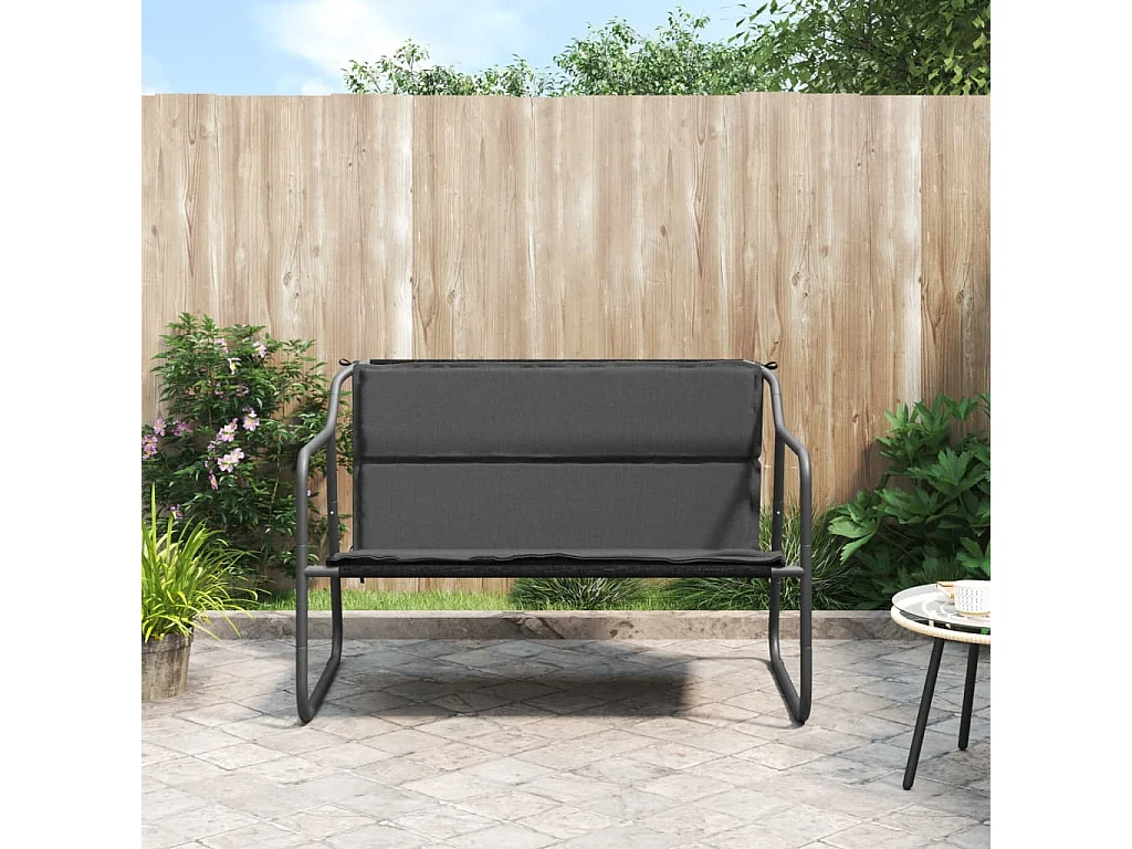 Banc de jardin à 2 places avec coussin anthracite acier