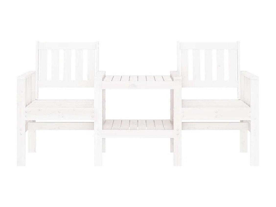 Banc de jardin avec table 2 places blanc bois massif de pin