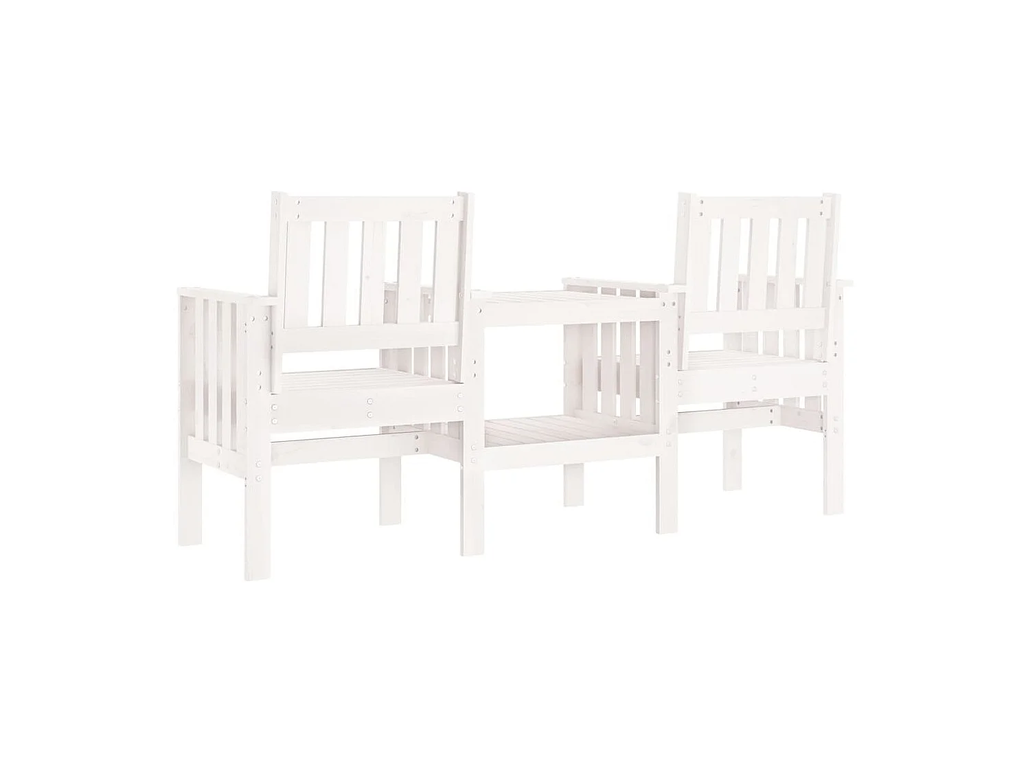 Banc de jardin avec table 2 places blanc bois massif de pin
