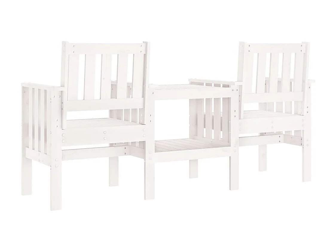 Banc de jardin avec table 2 places blanc bois massif de pin