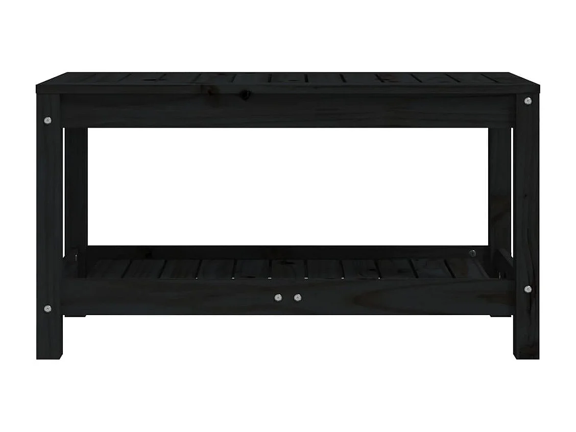 Banc de jardin noir 82,5x35x45 bois massif de pin