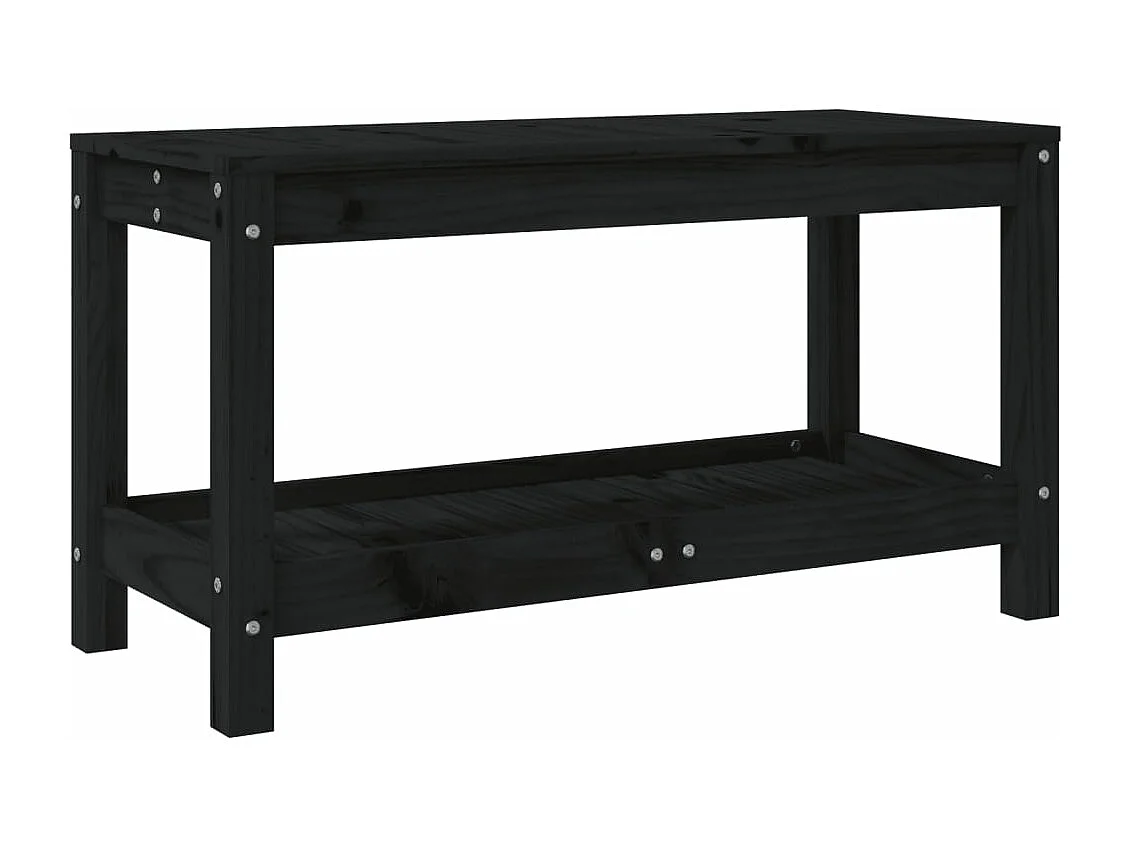 Banc de jardin noir 82,5x35x45 bois massif de pin