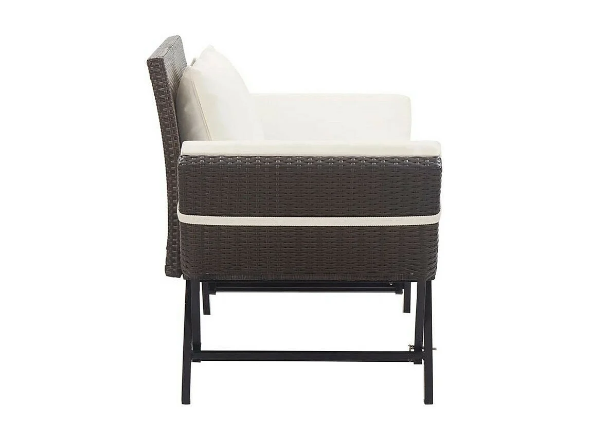 Banc de jardin polyester blanc et résine tressée marron Risto