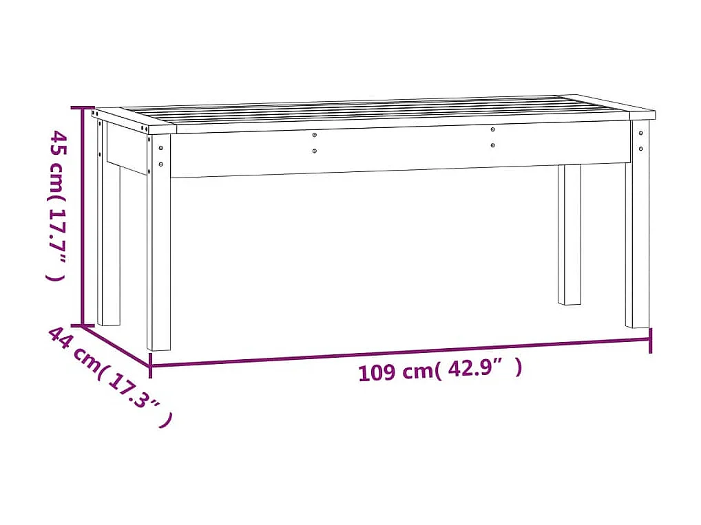 Banc de jardin gris 109x44x45 bois massif de pin