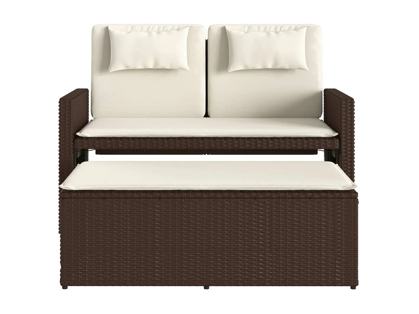 Banc inclinable de jardin avec coussins marron résine tressée