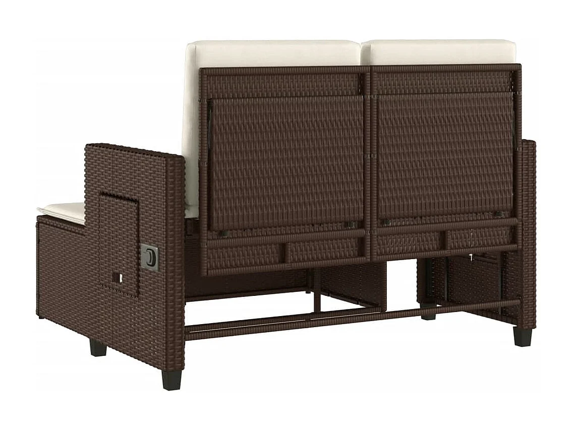 Banc inclinable de jardin avec coussins marron résine tressée