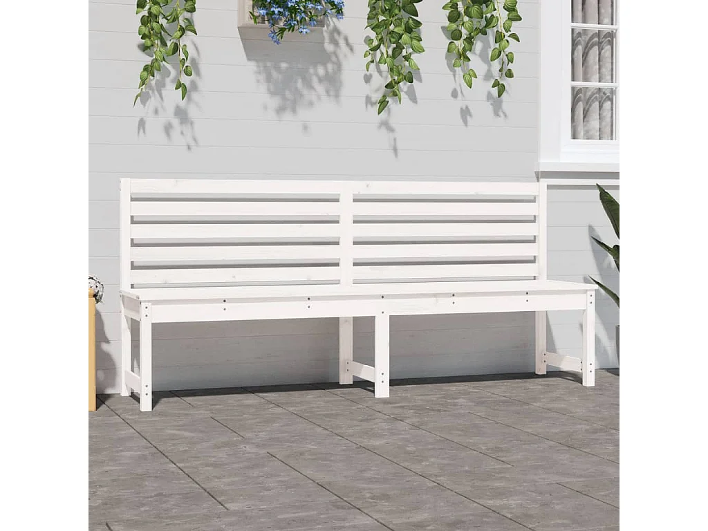 Banc de jardin blanc 201,5cm bois massif de pin