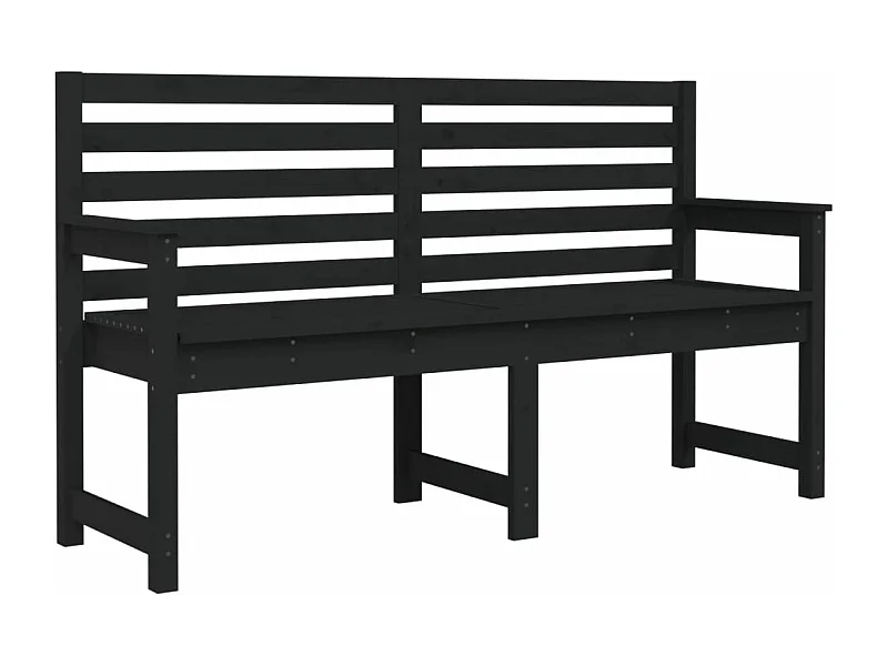 Banc de jardin noir 159,5x48x91,5 bois massif de pin