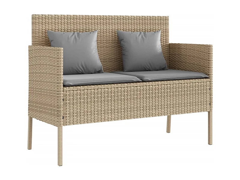 Banc de jardin avec coussins beige résine tressée