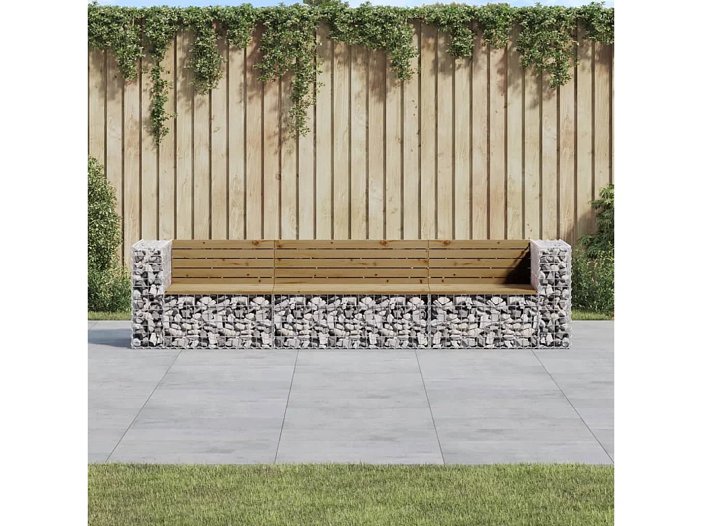 Banc de jardin design gabion 287x71x65,5 bois de pin imprégné