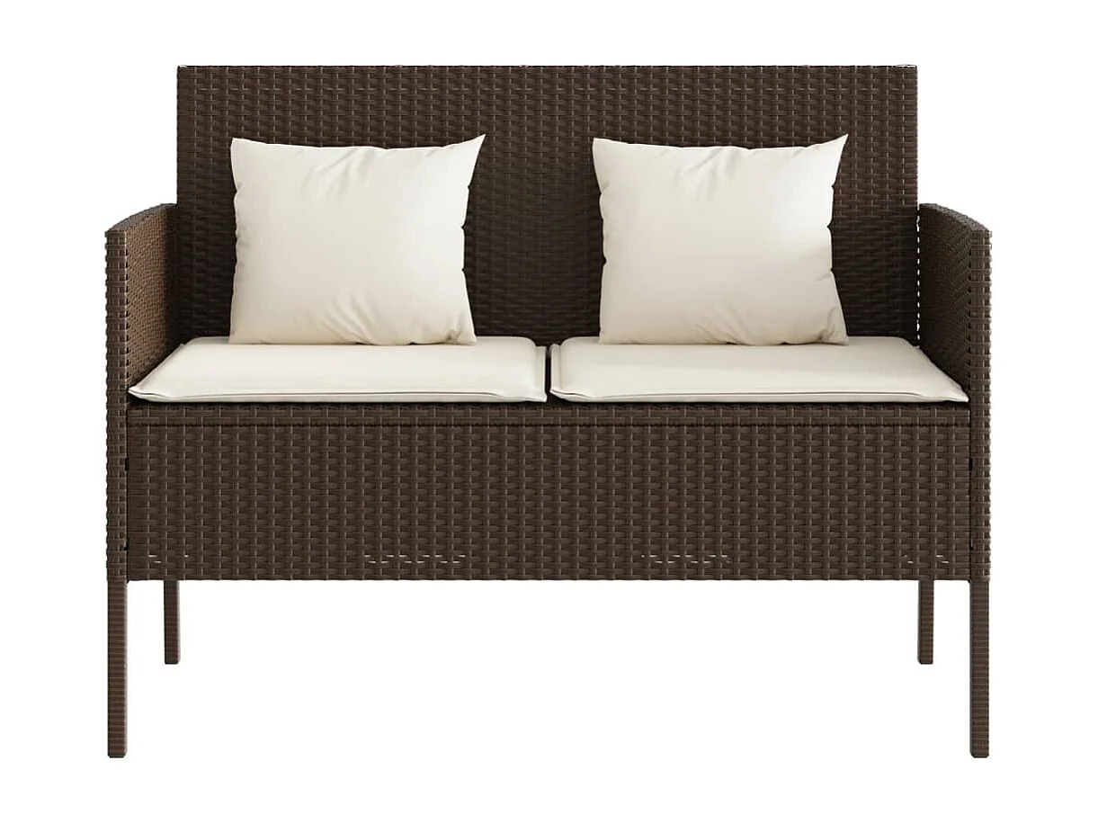 Banc de jardin avec coussins marron résine tressée