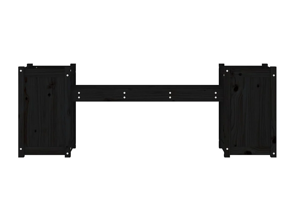 Banc avec jardinières noir 180x36x63 bois massif de pin